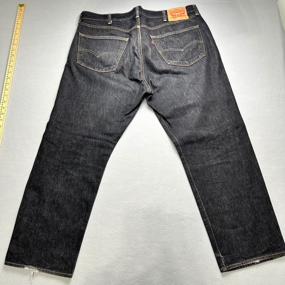 Levis 501 Original Fit Jeans Mens 40x30 Black Dark Wash Straight Leg Denim - Picture 3 of 8